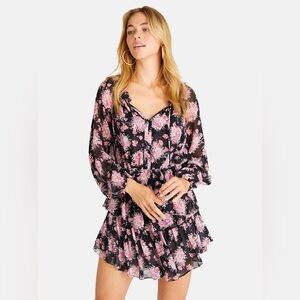 Loveshackfancy Silk‎ Popover Dress in Raven